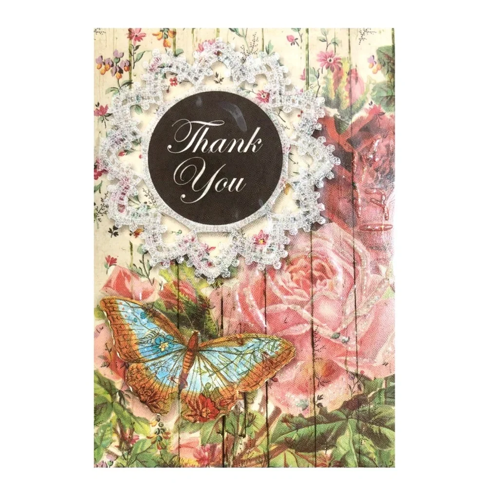 Punch Studio Lacy Butterfly Thank You Cards in Trifold Vinyl Sleeve (67566) 12ct